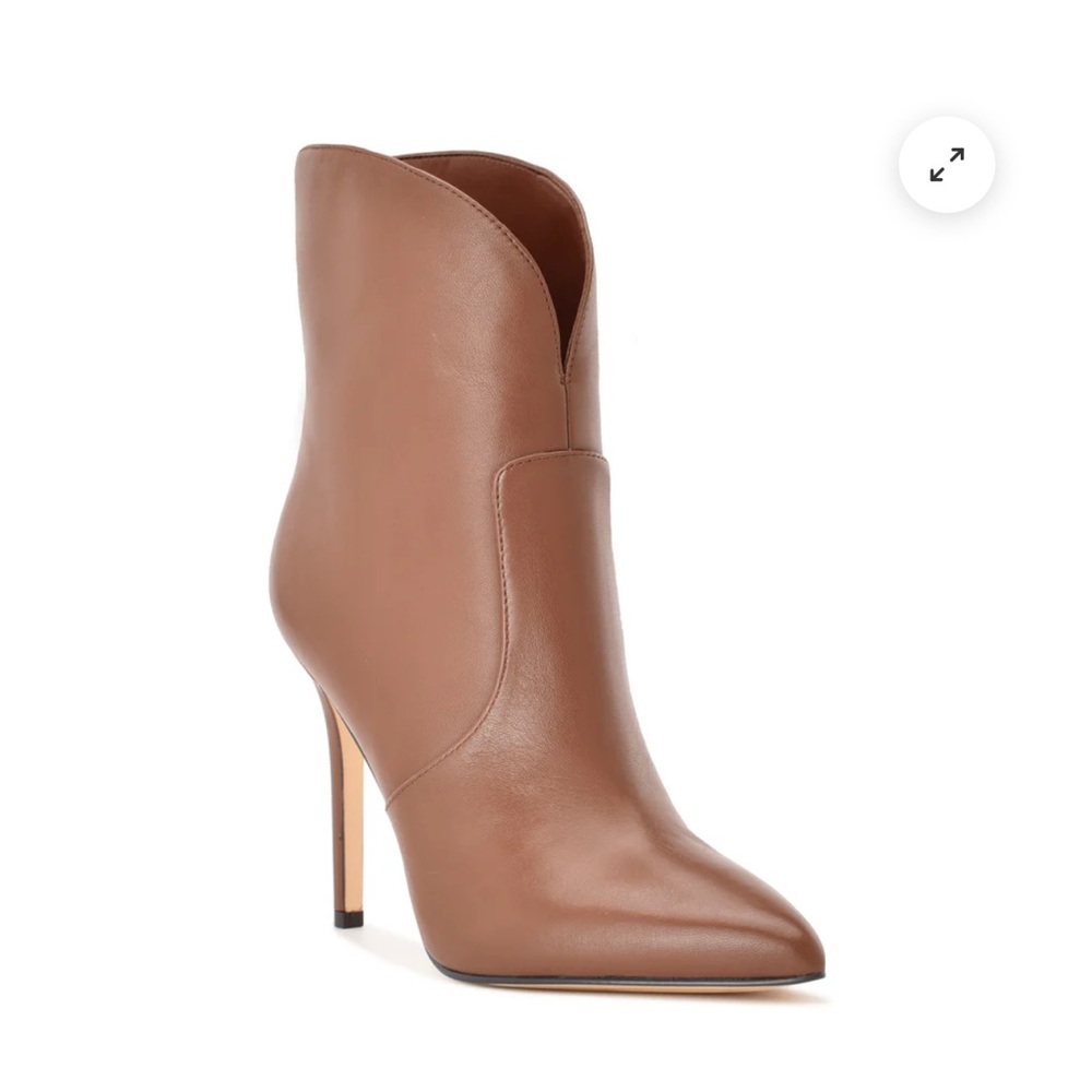 Nine West Women’s Brown Leather Pointed Toe V Cut Tolate Dress Booties 10.5
